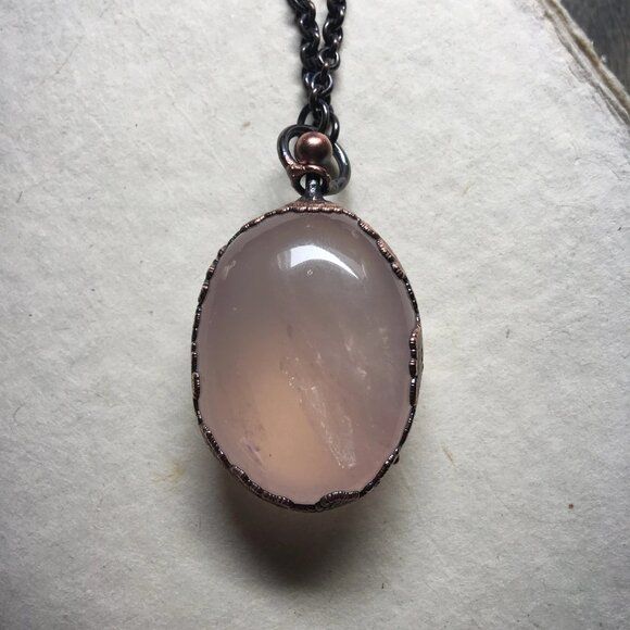 Star Rose Quartz Necklace/Reversible Spinning Amulet by Query Eve - Picture 3 of 11